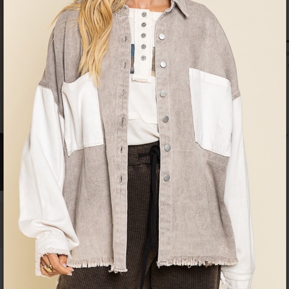 $39 START #139 POL Oversized Twill Relaxed Fit Jacket Shacket SR19 - Picture 3 of 8